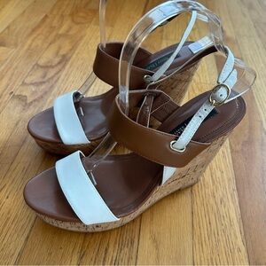 White House Black Market, Brown and White Women's Sandal Espadrilles Size 8